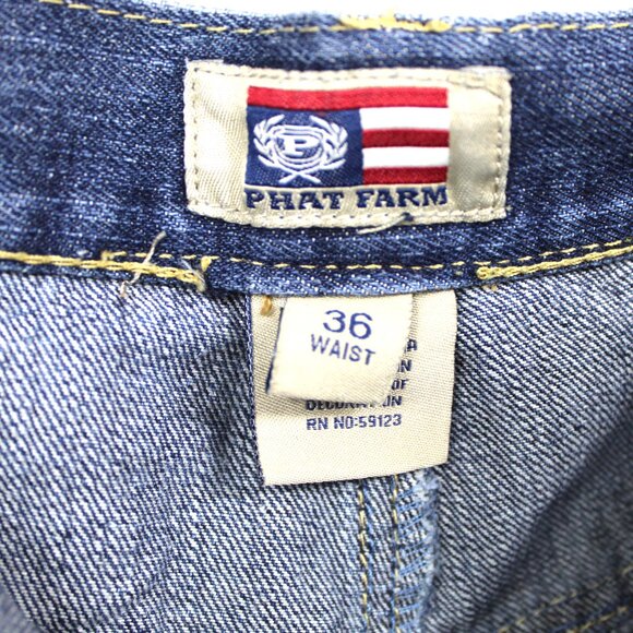 Phat Farm Men's 36 Blue Baggy Denim Carpenter Jorts Hip Hop Skater Y2K Vintage - Picture 4 of 7